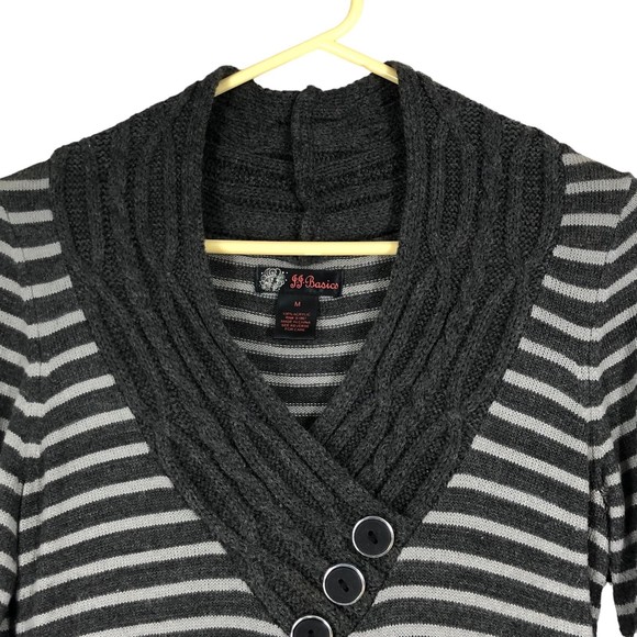 Vintage 90s-Y2K Long-Sleeve Sweater Dress, Cable Knit Neckline Stripes, SZ M - Picture 3 of 7